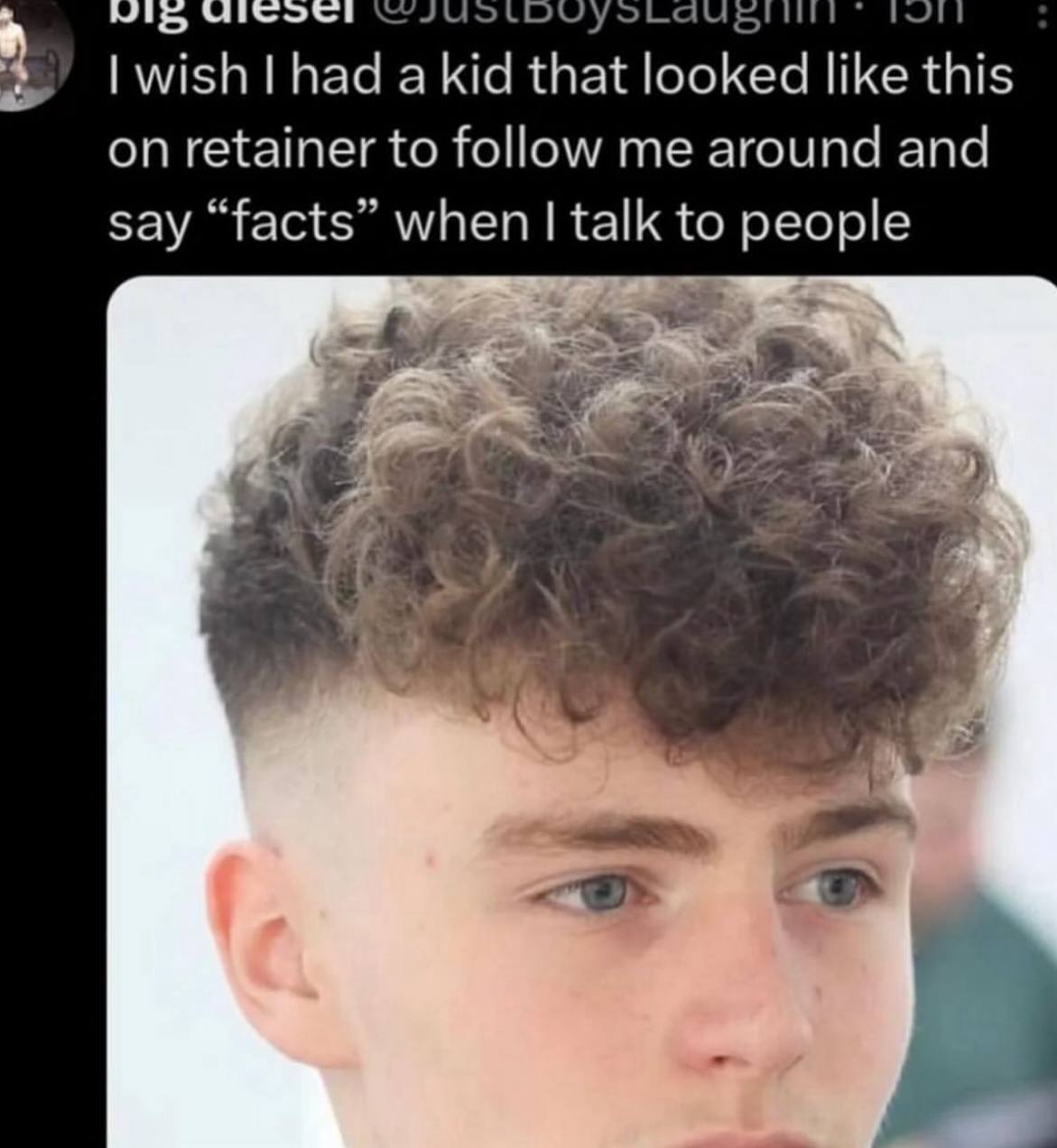 wish a kid that looked like this on retainer to follow me around and say “facts” when talk to people