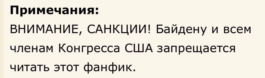 Примечания: ВНИМАНИЕ, САНКЦИИ! и всем членам Конгресса США запрещается читать этот фанфик.