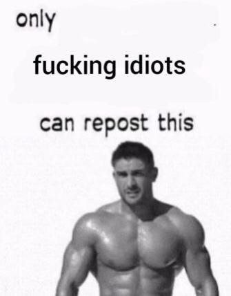 only fucking idiots can repost this