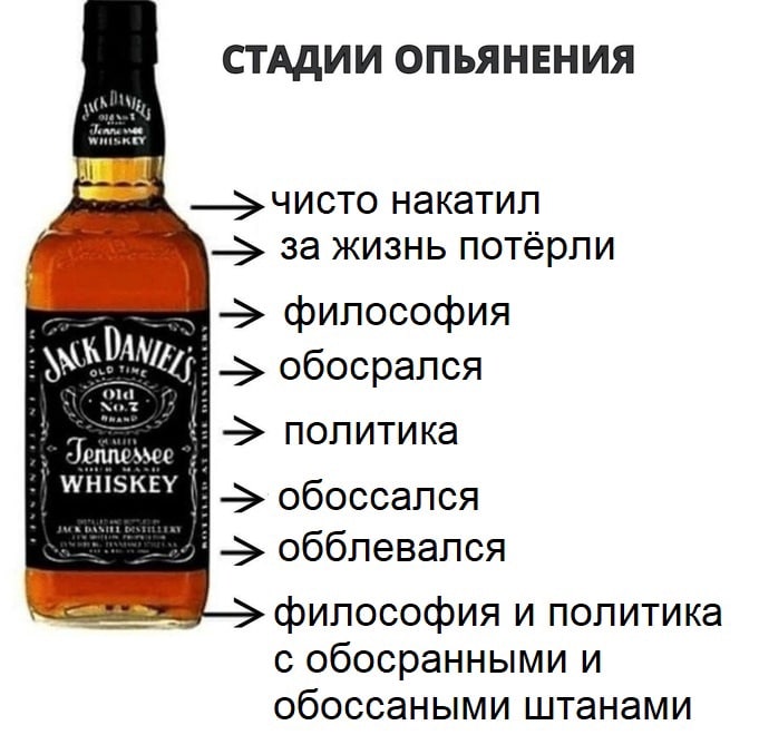 СТАДИИ ОПЬЯНЕНИЯ чисто накатил за жизнь потёрли философия обосрался политика обоссался обблевался философия и политика с обосранными и обоссаными штанами