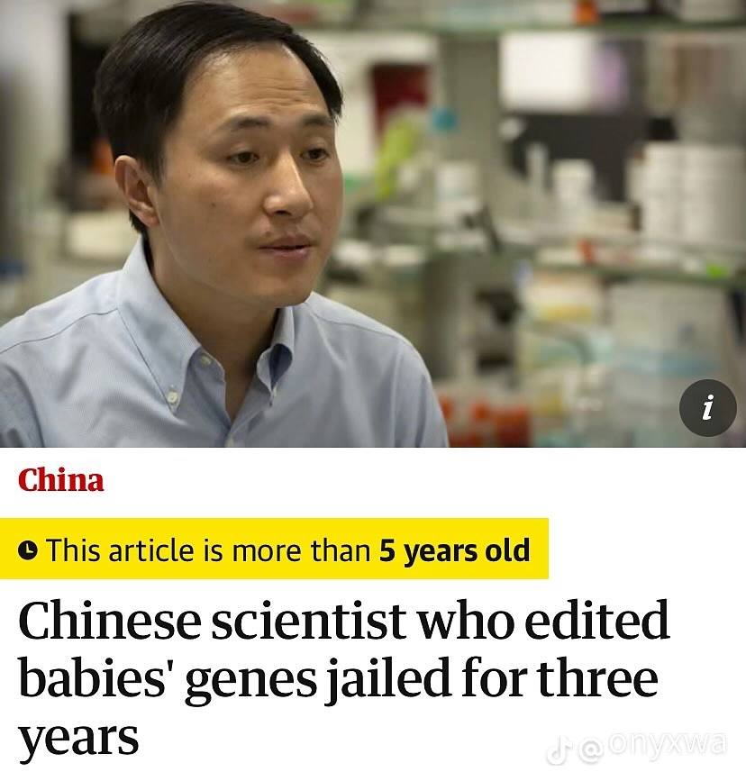 а. к i China This article is more than 5 years old Chinese scientist who edited babies' genes jailed for three years