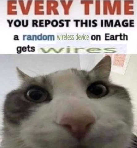 YOU REPOST THIS IMAGE a random Wireless device on Earth gets