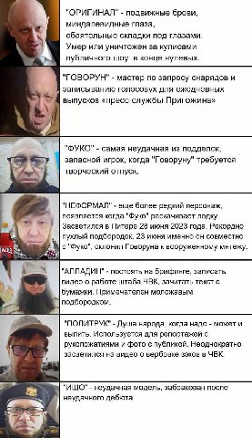 "ОРИГИНАЛ" подвижные брови, миндалевидные глаза, обаятельные складки под глазами. Умер или уничтожен за кулисами публичного шоу в конце нулевых. "ГОВОРУН" мастер по запросу снарядов и записыванию голо