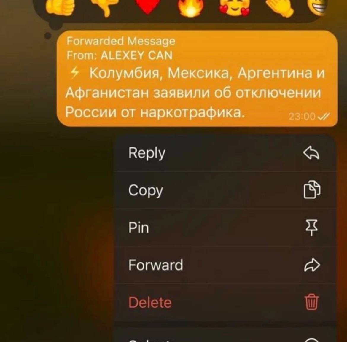 Forwarded Мезъаце From ALEXEY CAN Колумбия, Мексика, Аргентина и Афганистан заявили об отключении России наркотрафика Веру Capy Pin Forward