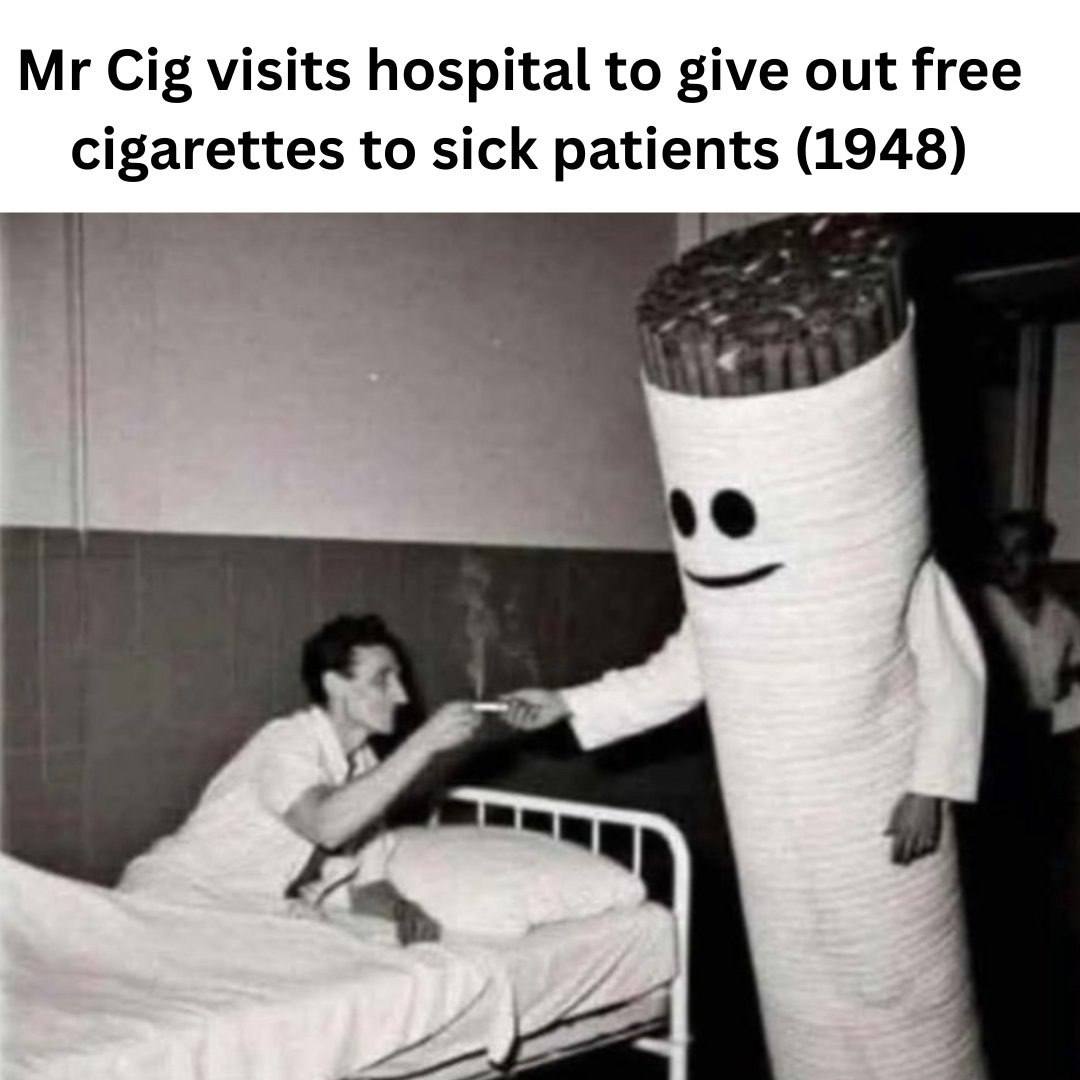 Cig visits hospital to give out free cigarettes to sick patients (1948)