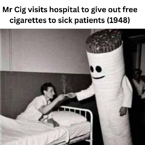 Cig visits hospital to give out free cigarettes to sick patients (1948)