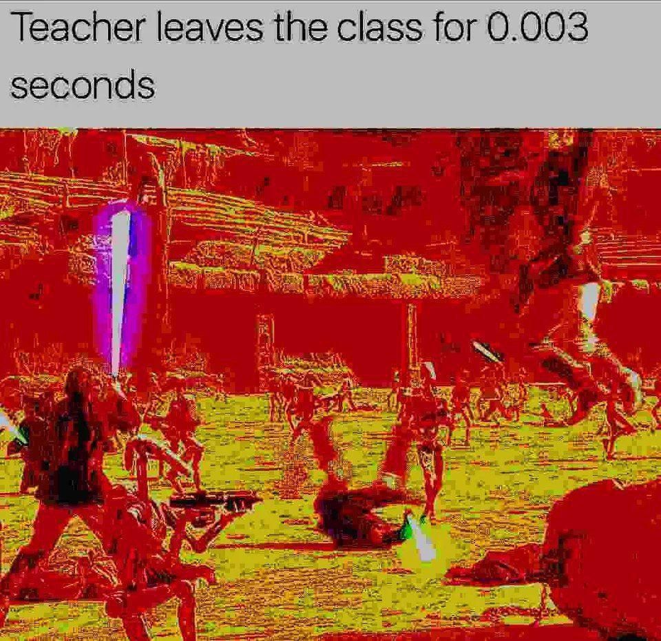 Teacher leaves the class for 0.003 seconds