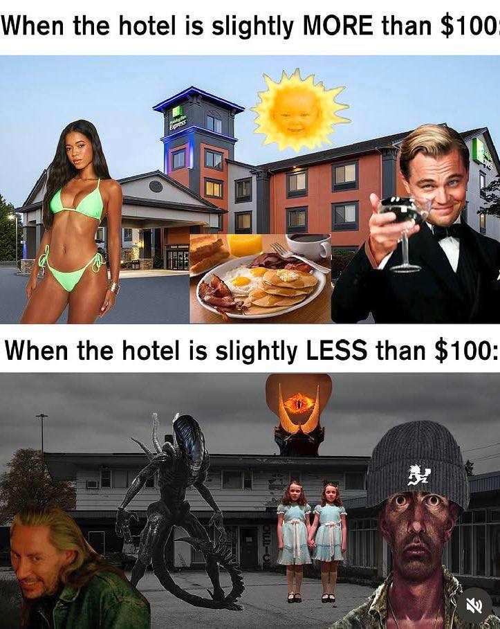When the hotel is slightly MORE than $100 When the hotel is slightly LESS than $100: