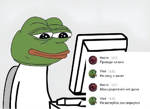 Настя 15:52 Приходи мне Viad 15:53 Не могу, я занят Настя 15:53 Моих родителей нет дома 15:53 Не волнуйся, они вернутся