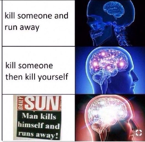 kill someone and run away kill someone then kill yourself 5 BAY Man kills A hims self and runs away!