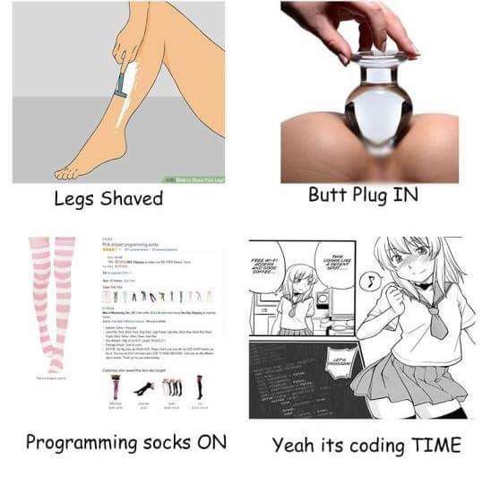 Legs Shaved Butt Plug IN А Programming socks ON Yeah its coding TIME