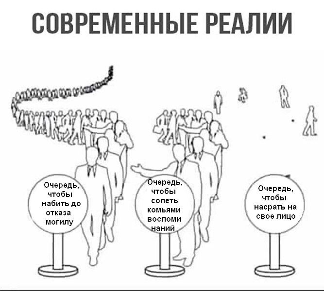 СОВРЕМЕННЫЕ РЕАЛИИ A чередь Очередь; чтобы чтобы сопеть Очередь, чтобы набить до отказа насрать на свое лицо могилу Bocnomu