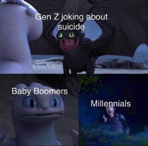 joking about suicide Baby Boomers Millennials