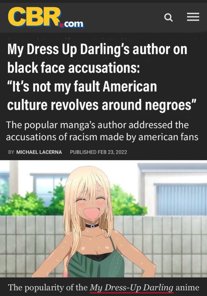 My Dress Up author black face accusations: “It's not my fault American culture revolves around negroes” The popular manga’s author addressed the accusations of racism made american fans The popularity
