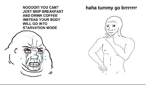 NOOOO!!! YOU CANT haha tummy brrrrrrr JUST SKIP BREAKFAST AND DRINK COFFEE INSTEAD YOUR BODY WILL INTO STARVATION MODE я a