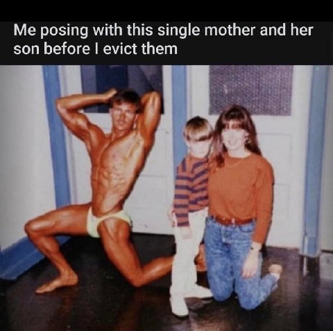 Me posing with this single mother and her son before evict them