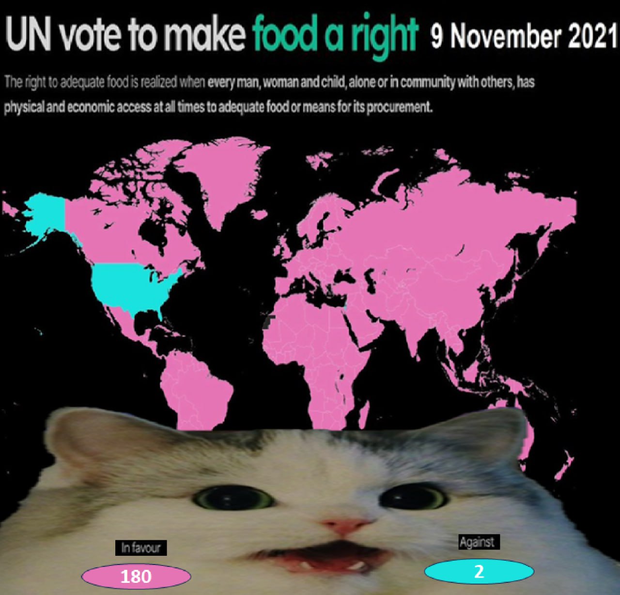 vote to make food a right 9 November 2021 The right to adequate food is realized when every man, woman and child, alone or in community with others, has physical and economic access at.all times to ad
