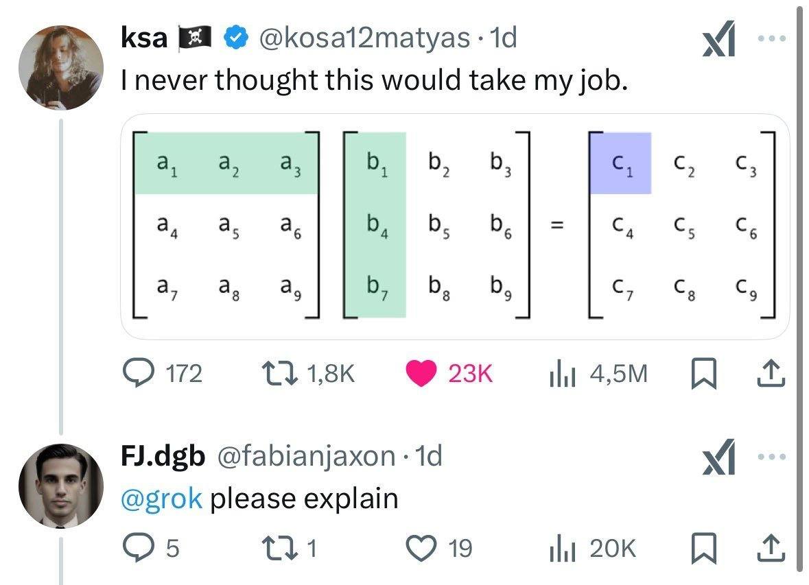 ksa @kosal2matyas 14 never thought this would take my job. a 1 a 2 a 3 1 2 3 С 1 2 3 a 4 a 5 a 6 4 5 6 С 4 С 5 С 6 а а а С С с 7 8 9 7 8 9 7 8 9 1,8к FJ.dgb @fabianjaxon @grok please explain 19 [1