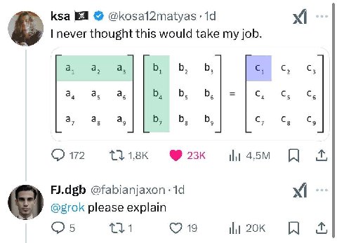 ksa @kosal2matyas 14 never thought this would take my job. a 1 a 2 a 3 1 2 3 С 1 2 3 a 4 a 5 a 6 4 5 6 С 4 С 5 С 6 а а а С С с 7 8 9 7 8 9 7 8 9 1,8к FJ.dgb @fabianjaxon @grok please explain 19 [1