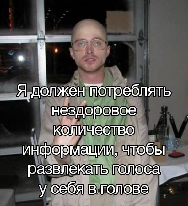 Я нездоровое количество инфобмации, чтобы развлекать голоса у себя в.голове