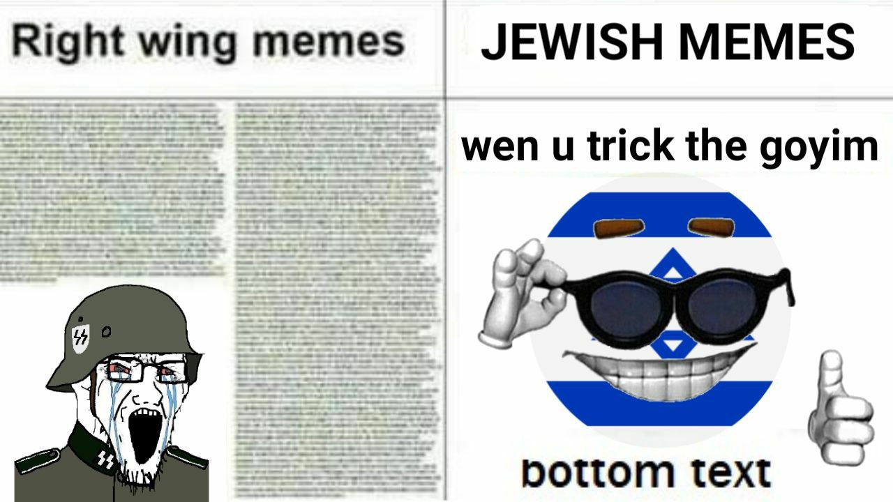 Right wing memes JEWISH MEMES trick the goyim bottom text