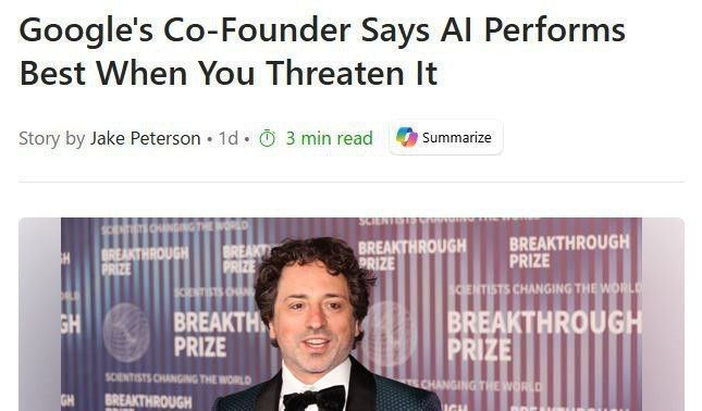 Google's Co-Founder Says Performs Best When You Threaten It Story Jake Peterson: 14 3minread GREAKTHROUGH OOM CHANGING BREAKTHROUGH HANGING