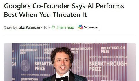 Google's Co-Founder Says Performs Best When You Threaten It Story Jake Peterson: 14 3minread GREAKTHROUGH OOM CHANGING BREAKTHROUGH HANGING