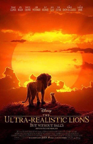 a ULTRA-REALISTIC LIONS BUT WITHOUT BALLS BECAUSE А MOVIE, DUH