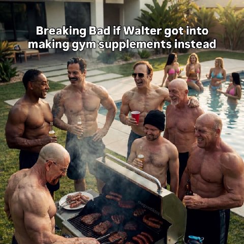 Breaking Bad if Walter got into making gym supplements instead