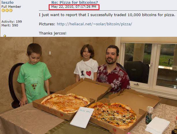 laszlo Pizza for bitcoins? Full Member I just want to report that I successfully traded 10,000 bitcoins for pizza. Activity: 199 Merit: 590 Pictures: http://heliacal.net/~solar/bitcoin/pizza/ Thanks j