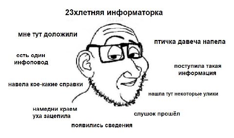 23хлетняя информаторка мне тут доложили птичка давеча напела есть один инфоповод поступила такая информация навела кое-какие справки нашла тут некоторые улики намедни краем слушок прошёл уха зацепила 