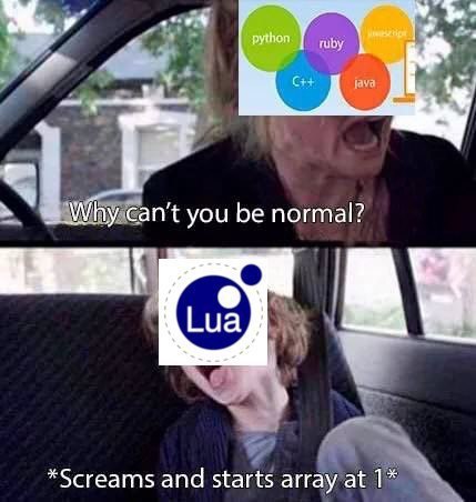 python can't you be normal? *Screams and starts array at 1*