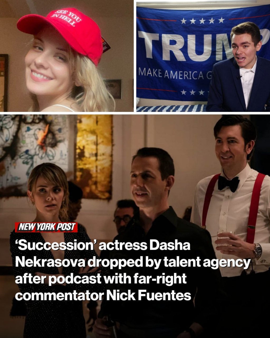 NEW YORK POST ‘Succession’ actress Dasha Nekrasova dropped talent agency after podcast with far-right commentator Nick Fuentes
