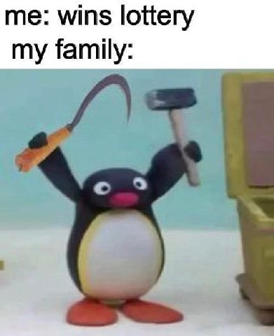 me: wins lottery my family: