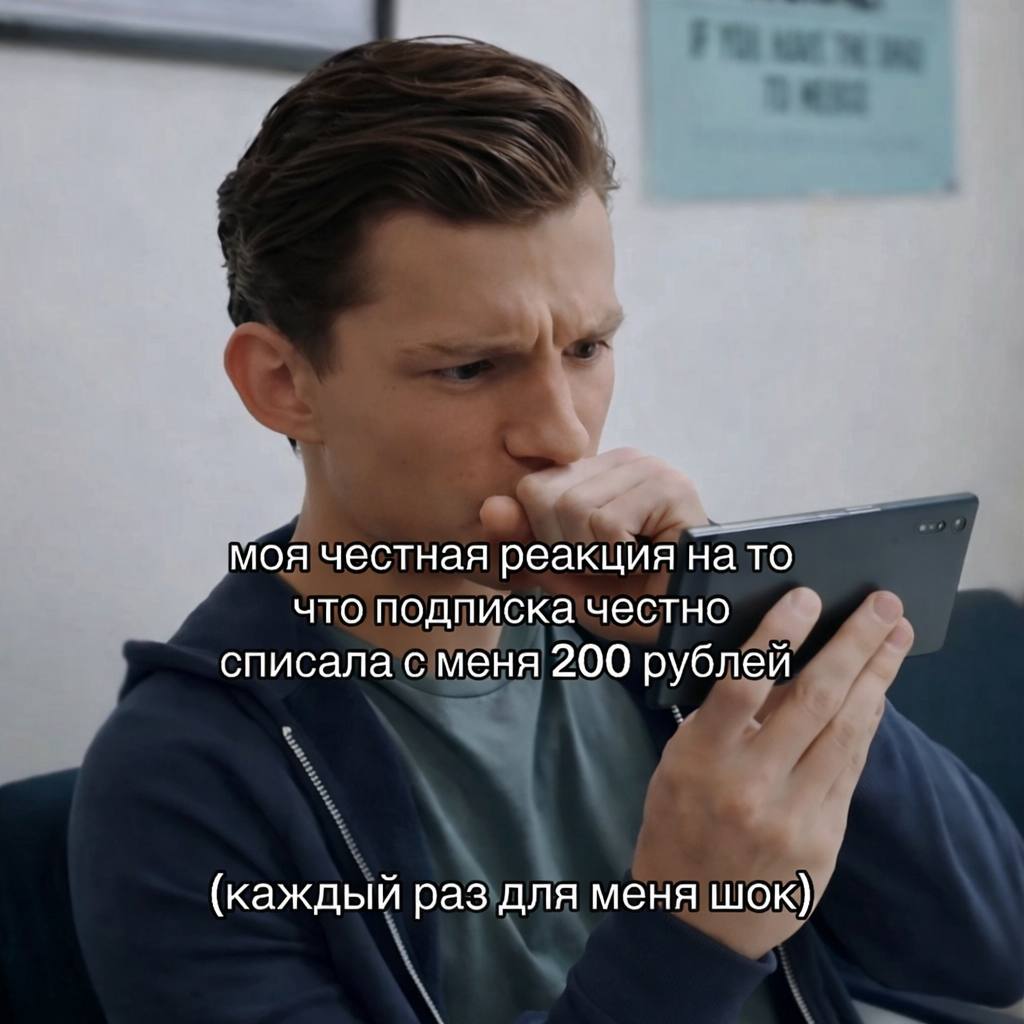 моя честная реакция на то что подписка честно списала с меня 200 рублей (каждый раз для меня шок}