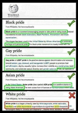 о WIKIPEDIA The Free Black pride From Wikipedia, the free encyclopedia Black pride Isa movement encouraging people to take pride in being black, Related movements include black nationalism, Black Pant