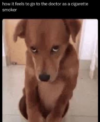 how К feels to to the doctor as a cigarette smoker Че