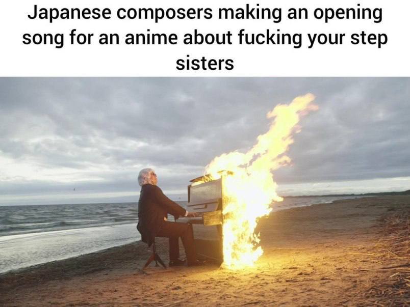 Japanese composers making an opening song for an anime about fucking your step sisters