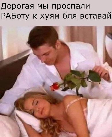 Дорогая мы проспали РАБоту к хуям бля вставай