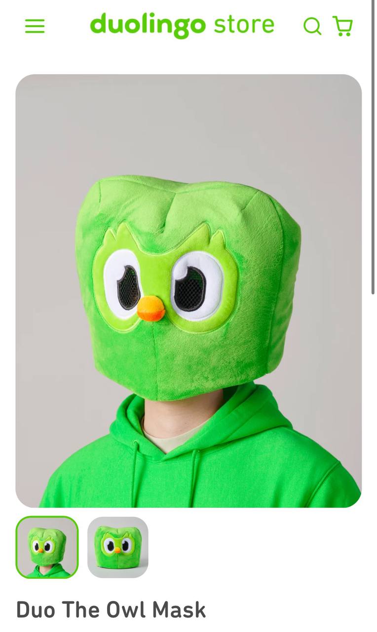 duolingo store Duo The Owl Mask