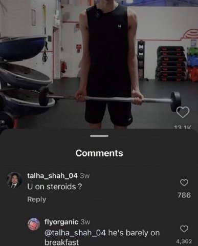Comments talha_shah_04 on steroids 786 Reply flyorganic @talha_shah_04 he's barely on breakfast 4,362