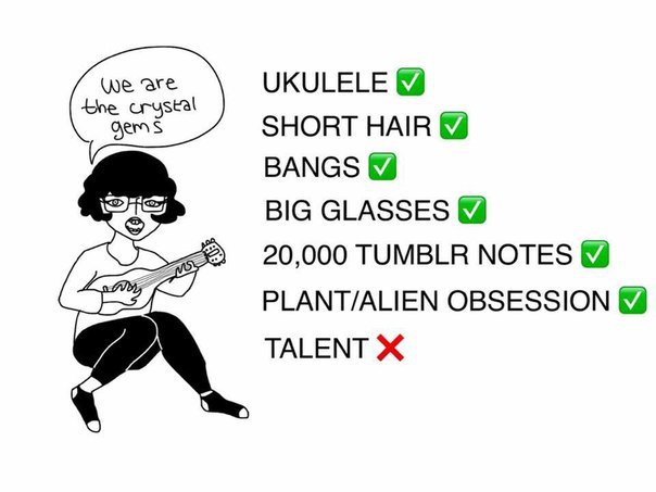 Wwe are UKULELE crystal SHORT HAIR BANGS BIG GLASSES 20,000 TUMBLR NOTES PLANT/ALIEN OBSESSION TALENT Ж