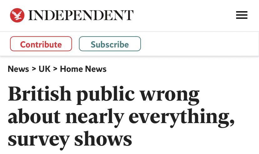 INDEPENDENT News Home News British public wrong about nearly everything, survey shows