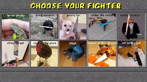 CHOOSE YOUR FIGHTER 223 41:4 ointy gecko реско we 4 rhin eat siege hopper with ach opper cat with a gat aN Me