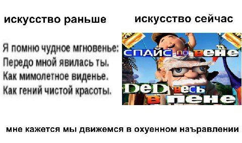 искусство раньше искусство сейчас Я помню чудное мгновенье: Передо мной явилась ты, Как мимолетное виденье, Как гений чистой красоты Deby мне кажется мы движемся в охуенном наъравлении