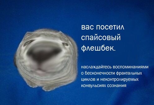 вас посетил спайсовый флешбек. наслаждайтесь воспоминаниями о бесконечности фрактальных циклов и неконтролируемых конвульсиях сознания