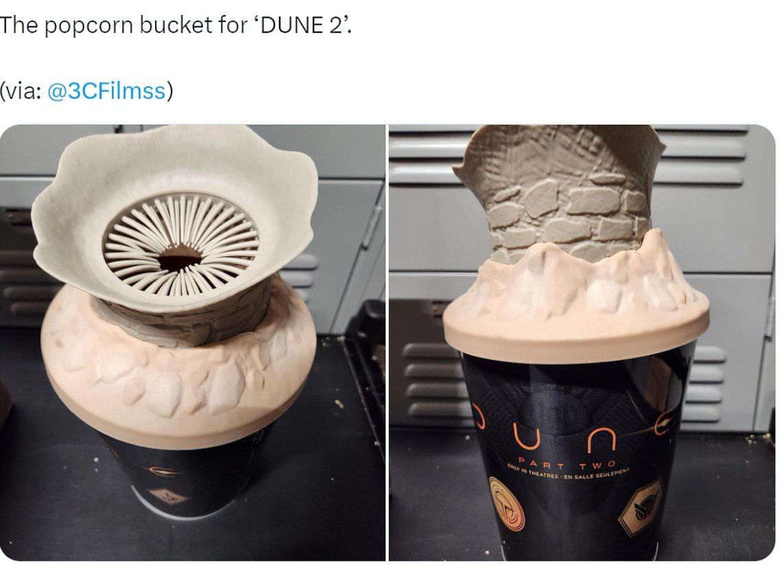 The popcorn bucket for ‘DUNE 2’. (via: @3CFilmss)