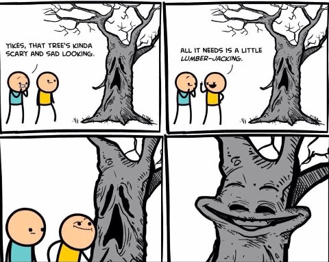 и YIKES, THAT TREE'S KINDA в ALL IT NEEDS IS A LITTLE SCARY AND SAD LOOKING. у А и 4 iN у IN В AN| К