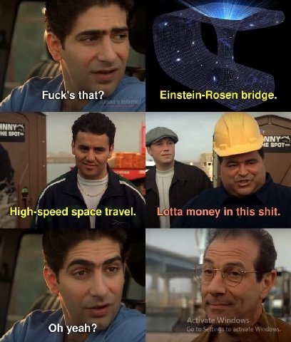 4 Fuck's that? Einstein-Rosen bridge. 2 High-speed travel. money in this shit. Activate Windows yeah? to Séftings to activate Windows