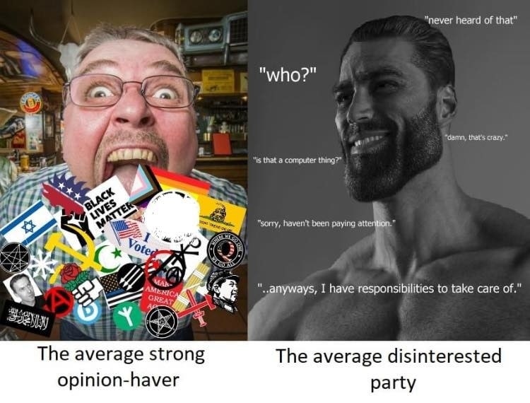 “never heard of that thats crazy.” that а Computer thing?” it “sorry, haven't been paying attention.” МАК anyways, have responsibilities to take care of." о The average strong The average disintereste
